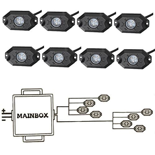 RGB LED Rock Light with 8 pods lights Bluetooth control, Mobile connection, simple fashion, DIY effect-8pods multicolor