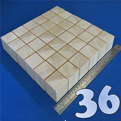 36 Cubes 1.4"/ 35 mm Wooden Blocks Bundle Set Oak Wood Natural ECO Bricks