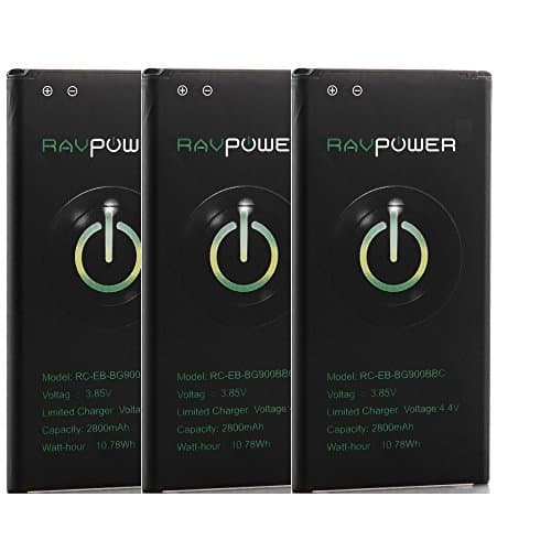 3-Pack RAVPower 2800mAh Replacement Battery for Galaxy S5 (48 Hour Standby, Up to 500 Charging Cycles)