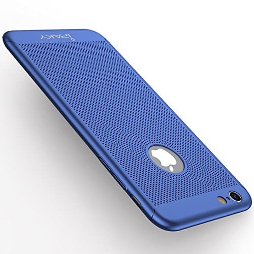 Iphone 6/6s Case,IPAKY® All-around Protective Ultra Slim/Thin Lightweight Breathable Cooling Mesh Case with Tempered Glass Screen Protector for iPhone 6/6s(4.7inch) - Nvay Blue