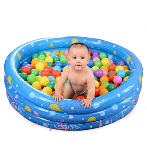 ‍♂️Kangrun Small Inflatable Pool Three-Ring Circular Multicolour Printed Swim Center Summer Indoor Outdoor Holiday Family Portable Kiddie Pool Children‘ ’Water Play Fun Backyard Toy 80*35 cm (Blue, 80*35cm)
