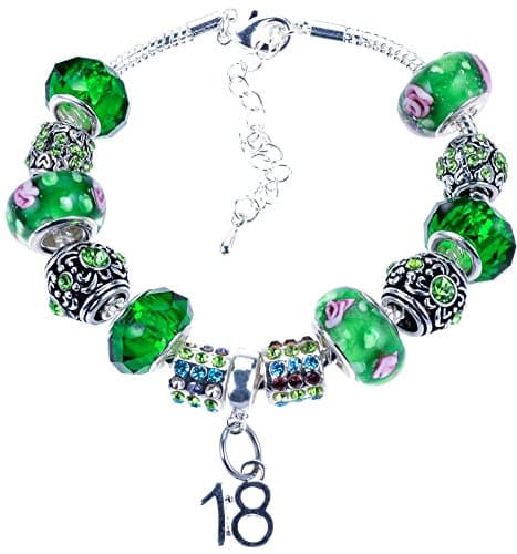 18th Birthday Bracelet, Silver Charm Bracelet, Silver, Crystal, with Complementary Gift Box & Presentation Card, Jewellery for Girls, Teens, Women, 19cm Other Sizes, Colours & Ages Available
