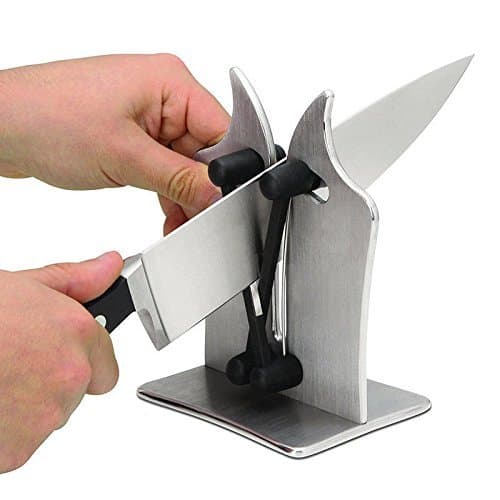 Knife Sharpener Stone Sharpener Triple Professional Sharpening and Sharpener ,Stainless Steel Grinding Stone Sharpens & Polishes Serrated, Beveled, Standard Blades