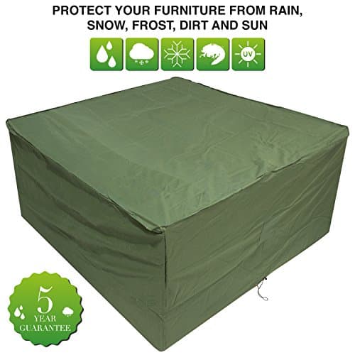 Oxbridge Green Medium Patio Set/Oval/Rectangle Table Cover Garden Outdoor Furniture Cover 2.1m x 1.93m x 0.97m/6.8ft x 6.3ft x 3.2ft 5 YEAR GUARANTEE