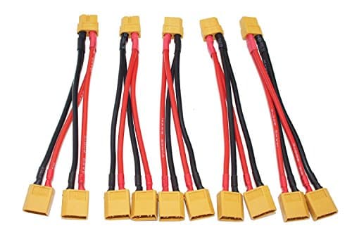 T-Trees 5 Pack of XT60 Parallel Battery Connector Cable Extension Y Splitter for DJI Phantom RC Mode Helicopter Quadcopter