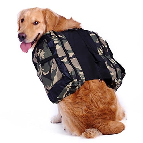 Hubulk Dog Backpack Adjustable Saddlebag Style Dog Accessory Harness Bag for Medium and Large dogs Outdoor Hiking Camping Training - Free Water Bowl Include (L)