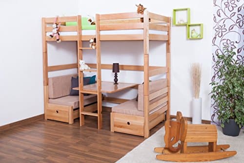 Bunk bed / Children's bed Tim, solid beech wood, convertible in sitting area or two singles, incl. slatted frame - 90 x 200 cm