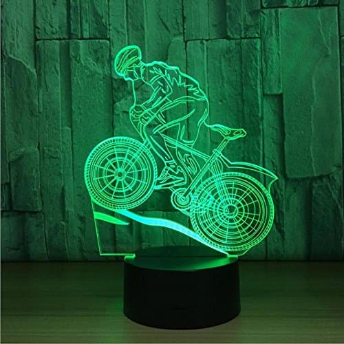 DENGS 3D Effect Illusion Lamps Bluetooth Speaker Bike Shape LED Night Lights USB 5 Colors Desk Lamp for Gifts , Picture color