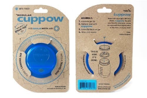Original Cuppow Regular - Drinking Lid for Regular Mouth Canning Jar - Blue 1 by Cuppow