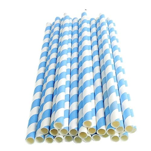 INFINTY UK QUALITY 25 PACK PAPER DRINKING STRAWS BIODEGRADABLE ORDER BEFORE 2PM SAME DAY DISPATCH UK FAST DELIVERY (LIGHT BLUE STRIPE)