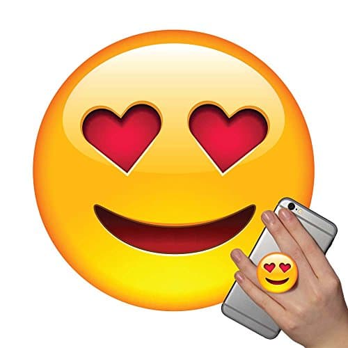 Emoji Pop Phone Socket Holder Grip Accessory Expanding Stand Mount Bracket for iPhone Mobile iPod iPad Samsung Galaxy Tablet Android Smartphone Prime for Girls for Boys White Black Rose Gold Marble Fun (Heart Eyes)