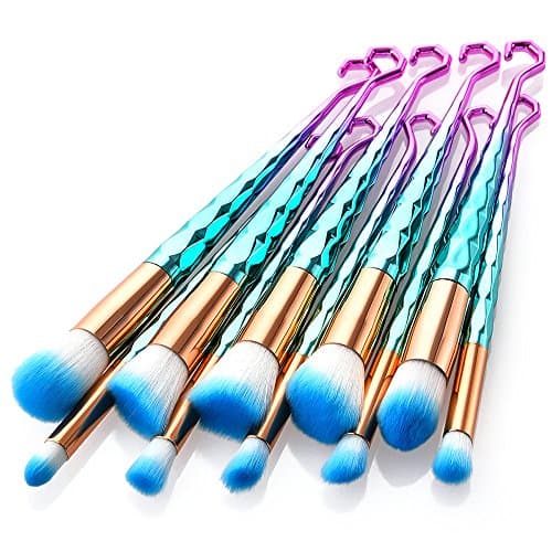 Makeup Brush Kit Cosmetics Set,Efforty 10pcs Diamond Hook Makeup Brushes Kabuki Foundation Powder Cream Eyebrow Eyeliner Blush Cosmetic Concealer Brush