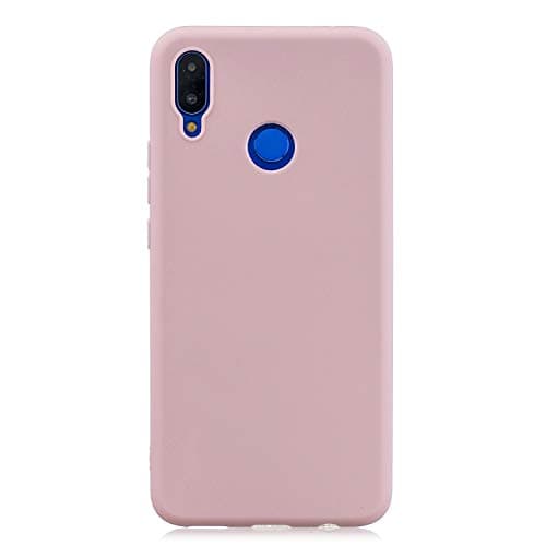 EASYCOB Compatible with Huawei Nova 3iCase,Back Case Pure Colour Ultra Slim Fit Soft TPU Phone Case Drop-Protection Cover with Wrist Strap Phone Holder Function Cover,Pink