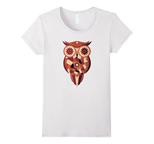 Womens Steampunk Owl Shirt Small White