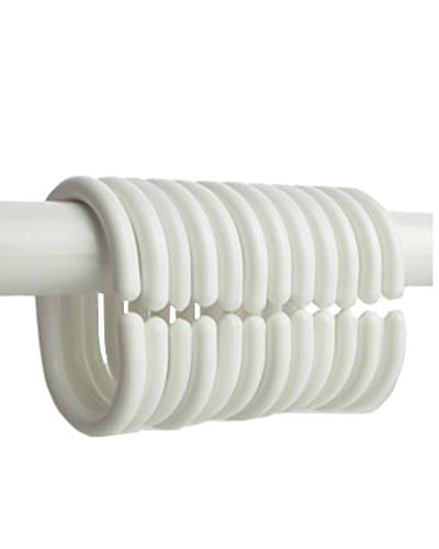 12 Pcs Plastic White Shower Curtain Ring Hook Hanger Liner Drape Loop Clasp Clip Glide C -Type Bath Bathroom Super-Deals-Shop