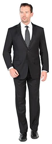 mens 2 Button 2 Piece Modern Fit Suit - Wool/Silk Blend 58R Black