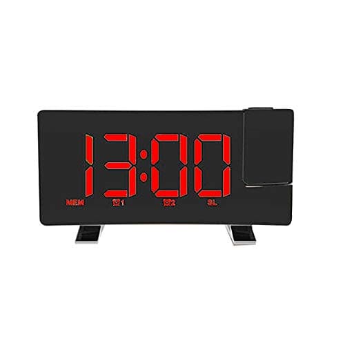 nago0 Projection Alarm Clock - USB Charging Adjustable Brightness Curved Screen LED Display Alarm Clock with Dual Alarms,Snooze Function and FM Radio Digital Projection Clock