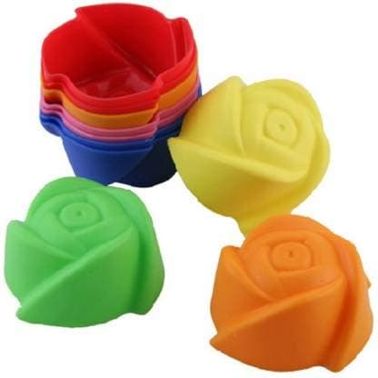 HPK Silicon Rose Shape muffine Cup Cake Mold