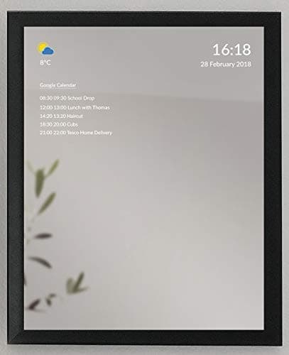 Smart Mirror - Android Smart Display - View Google Calendar, News, Weather, Traffic, Trains, Tubes - (Black) Medium Size - Control your Smart Home