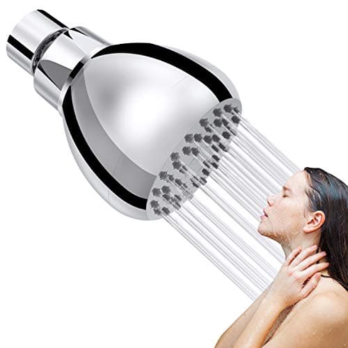 Leaury High Pressure Shower Head, 3 Inch Fixed Chrome Rainfall Showerhead, Adjustable Swivel Brass Ball Joint with Filter and Flow Restrictor for Bathroom at Low Water Pressure & Flow