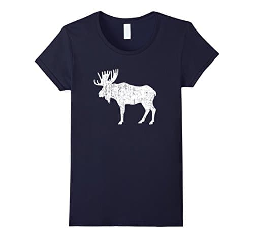 Women's Distressed Moose T-shirt Small Navy