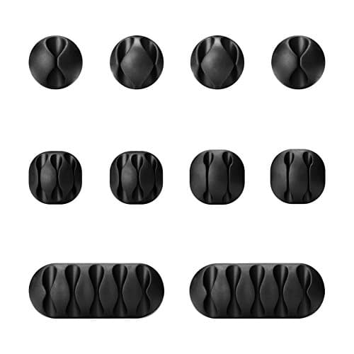 Cable Clips Holders Cord Management, Multipurpose Cable Organizer 10 Pcs for Computer, Cell Phone or Charger (Black)