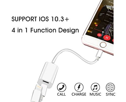 iPhone 7 Adapter Splitter, Charm sonic iPhone 7 Plus Adapter, Dual Lightning Headphone Audio Charge Adapter for iPhone 7 / 7 Plus, Compatible for iOS 10.3
