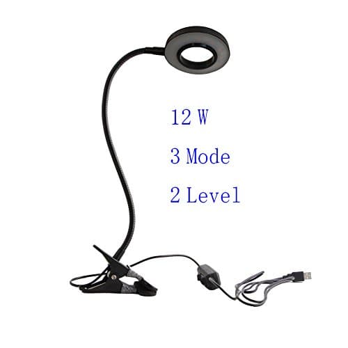 12W LED Desk Lamp Adjustable 3 Mode &amp; 2 Level 4 Combinations Cold/ Warm Light, Natural Light Switch Dimmable Clip Desk Light Bulb Clamp Flexible Gooseneck 360 Degree for Learning, Reading, Working