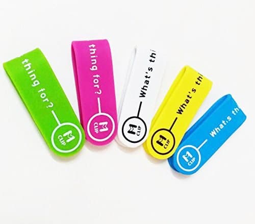 Colourful Reusable Multi-Use Magnetic Silicone Bands for Cable Tie Smartphone Stand Earbud Holder Money Clip（5 PCS,White,Blue,Green,Lavender,Yellow）