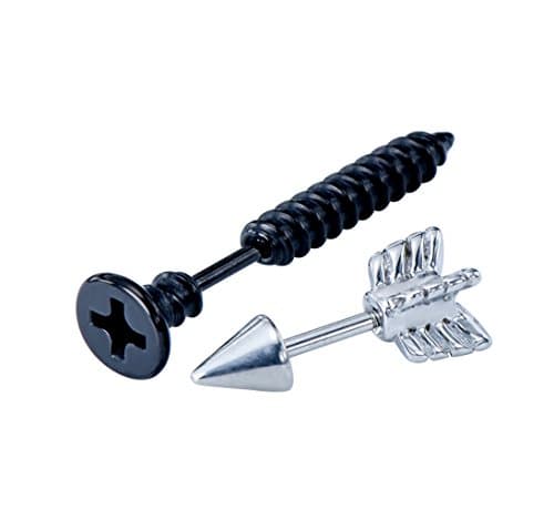 Holy Plug Piercing Value Pack 2PC 16g Stainless Steel Nail & Arrow Fake Tunnel Plug Ear Studs
