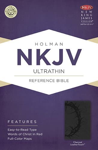 NKJV  Ultrathin Reference  Bible , Charcoal LeatherTouch