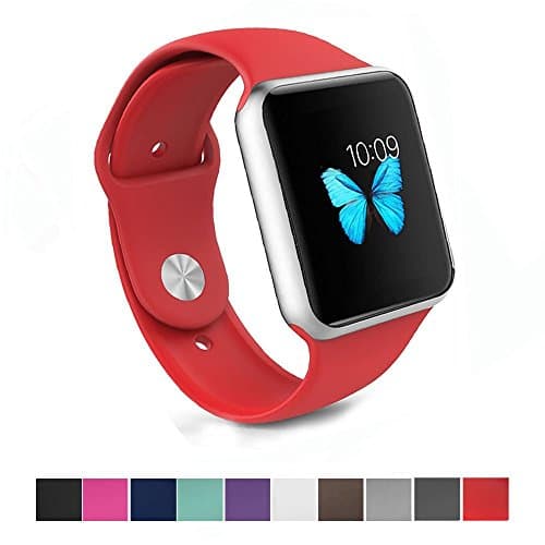 Apple Watch Band - e6Hope Soft Silicone Replacement iWatch Strap for Apple Watch Series 1,Series 2 (Red, 38mm - S/M)