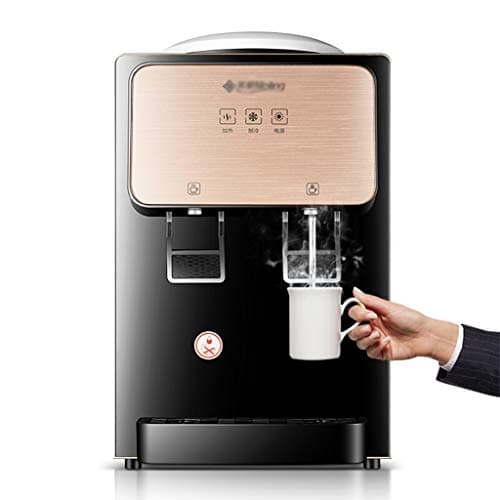 CUIS- Desktop Water Dispenser Top Loading, Push Cup Water, Anti-dry, Small Household Energy-saving Ice Warm Water Dispenser - Black/Gold (Color : Warm type)