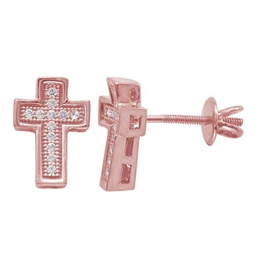 18kt Gold Over Sterling Silver Micro Pave Screwback Stud Earrings