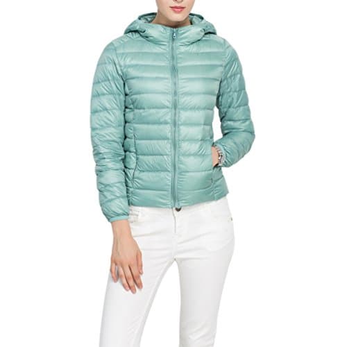 Kool Classic Women Winter Lightweight Short Down Packable Puffer Jacket Coat Powder blue L