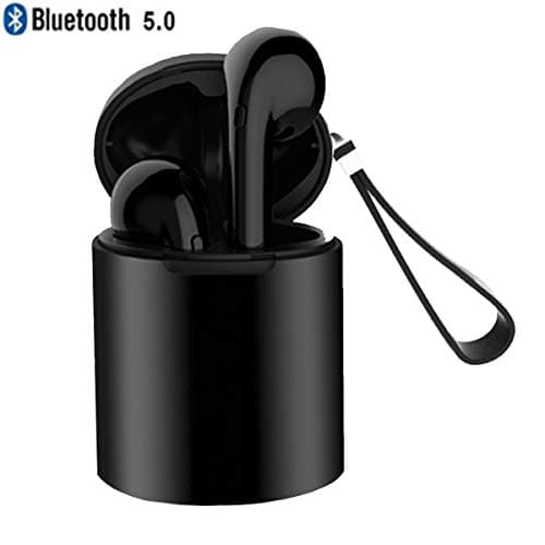 LarKoo Wireless Siri Bluetooth 5.0 Earbuds with Charging Box Wireless Headphones Bluetooth Headset Earphones Siri Next Song Control for iOS Android Other Smart Devices (Black)