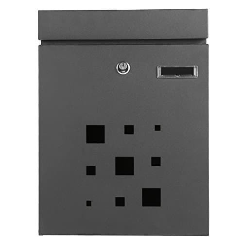 Domtie Modern Lockable Wall-mounted Mailbox Home Office Vertical Rustproof Postbox (Black)
