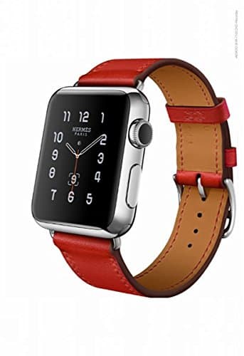 SUPTG Red Leather Single Strap Band Loop for Apple Watch Smart Watch