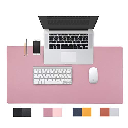 YOOMALL Leather Desk Pad Protector,Mouse Pad,Office Desk Mat, Non-Slip PU Leather Desk Blotter,Laptop Desk Pad,Waterproof Desk Writing Pad for Office and Home，Both Sides One Piece with Two Colors