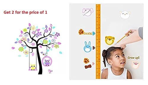 Vinyl wall decal for kids with growth chart ( 2 different wall sticker decor, with 1 order)