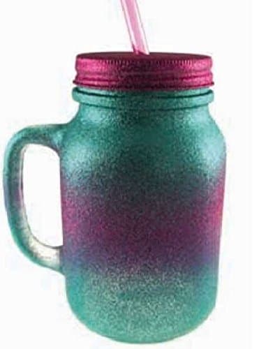 Mason Jar - MULTICOLOR GLITTER MASON JAR WITH STRAW