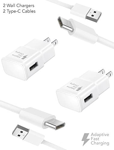 LG V30 Type-C 2.0 Cable Adaptive Fast Charger Kit by Ixir (2Wall Chargers -2 Type-C Cables) Fast charger up to 50% faster charging!