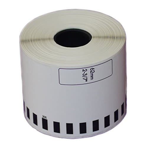 Brother-Compatible DK-2205 Continuous Paper Labels 2-3/7" x 100' (62mm X 30.48m) without cartridge (6 rolls)