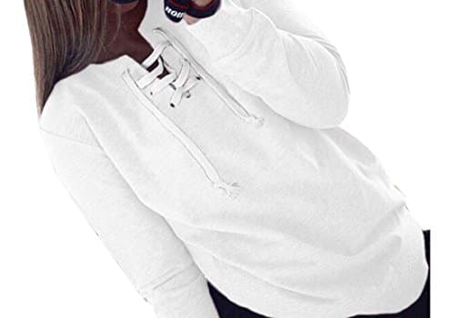 xiaokong Women's Solid Bandage Pullover Autumn Stylish Sweatshirts