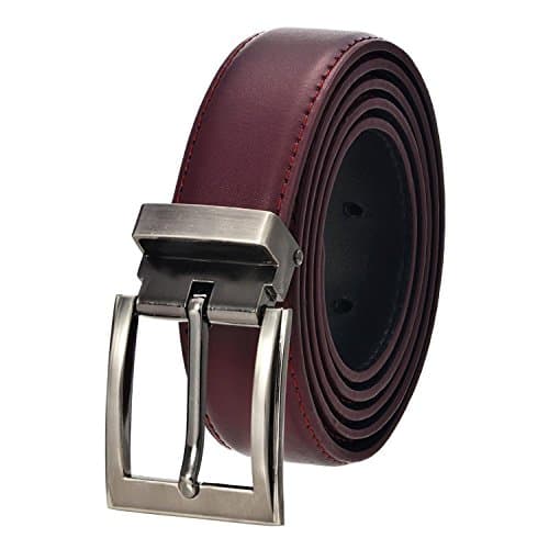 Men's Solid Leather Belt (42, Burgundy) Style #37