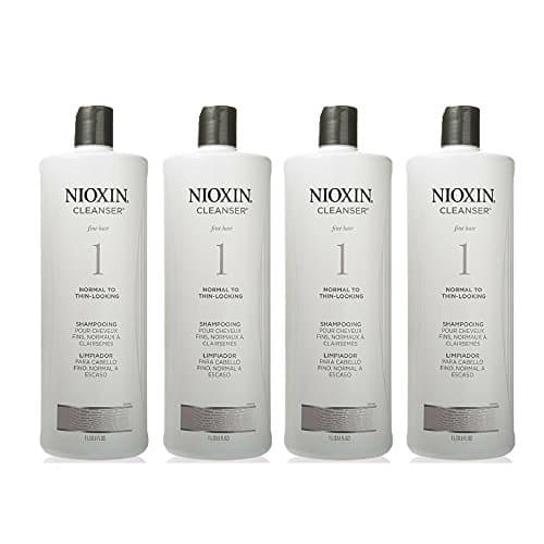 Nioxin Cleanser, System 1 (Fine Hair/Normal to Thin-Looking) Shampoo, 33.8 Ounce (4 pack)