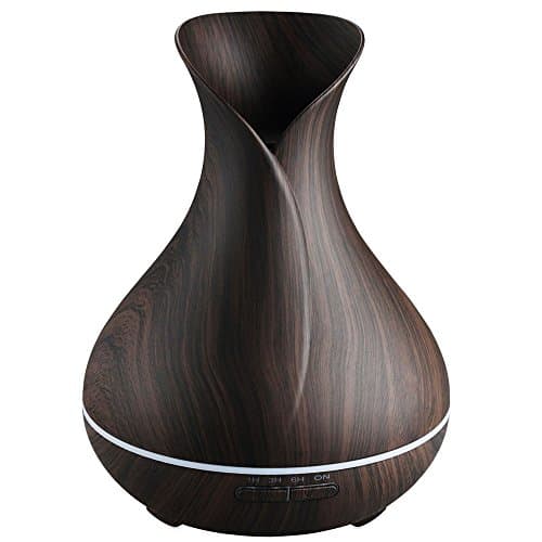 400ML Ultrasonic Aromatherapy Essential Oil Diffuser Cool Mist Humidifier Waterless Auto off (Dark Wooden Grain)