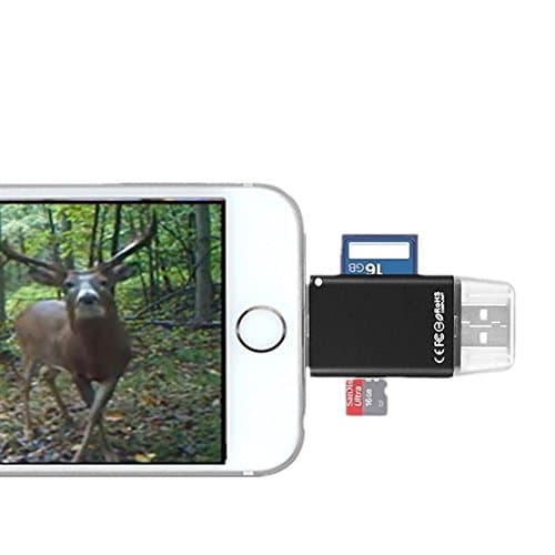 Trail/Game/SLR Camera Viewer for iPhone/iPad, Lightning to Camera SD Memory Card Reader, transfer photos from camera to iPhone/iPad connection kit, External memory storage expansion stick for iPhone