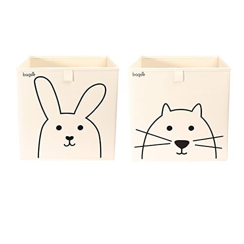 Storage Bins Bundle Cube Box Basket 13 Inch Toy Organizer (1 Rabbit, 1 Cat)