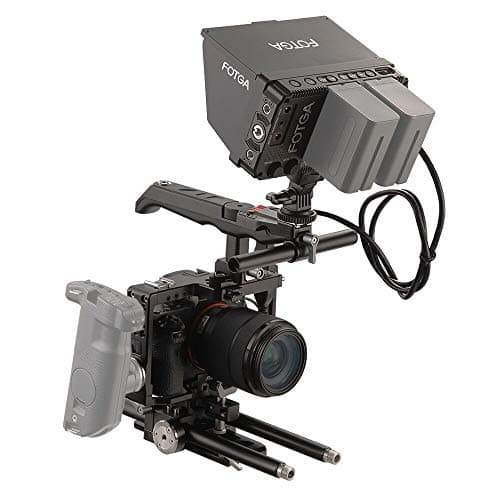 JTZ DP30 Electronic Camera Cage Video Stabilizer Rig w/ 15mm Rail Base Plate + Fotga DP500IIIS A50TL 5 Inch Touch Screen Camera Field Monitor,4K Input/Ouput,3D LUT for Sony A7 A7R A7S A7II A7RII A7SII